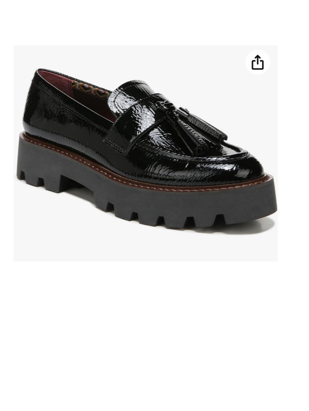 Franco Sarto Balinna Patent Tassel Lug Loafers Women's 7 Black Platform
